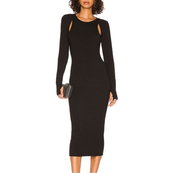 Lovers and Friends Alodie Bodycon Shoulder Cut Out Midi Dress NWT Flawed - Picture 2 of 13
